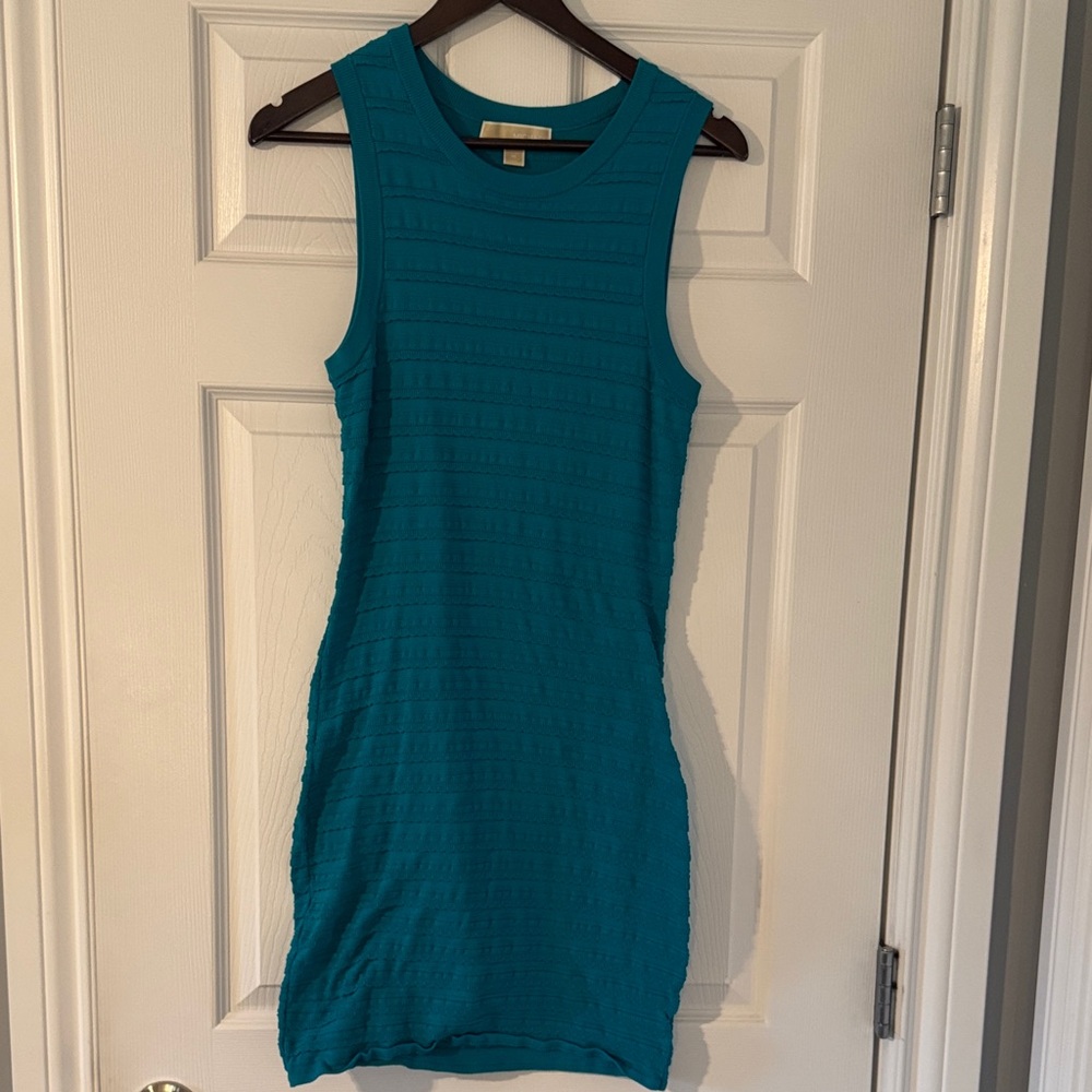 Michael Kors Teal Sleeveless Knit Bodycon Dress